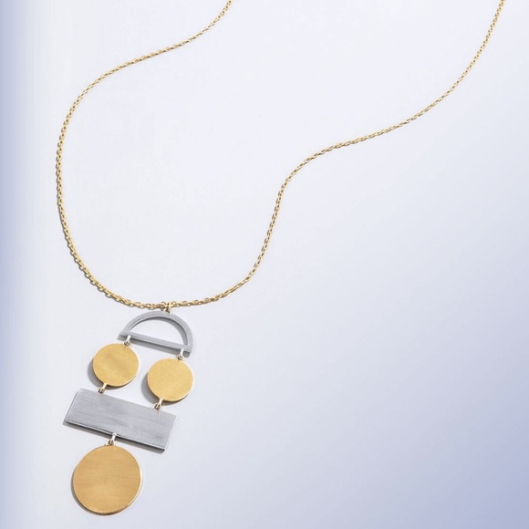 BaubleBar Two-Tone 'Picasso' Geometric Pendant Necklace - Picture 1 of 2